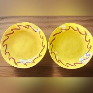 Threshold Coastal Stoneware Dinner Bowls Red Wave Yellow 26oz SET OF 2